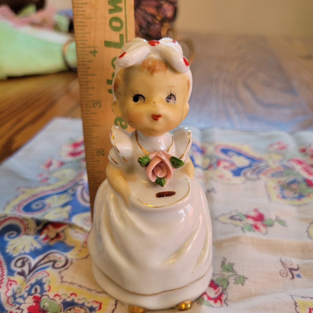 Vintage Chase Hand-painted Girl Bell Figurine Cottage ~ Made in Japan